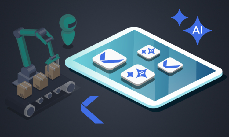 Poka isometric ai image with tablet